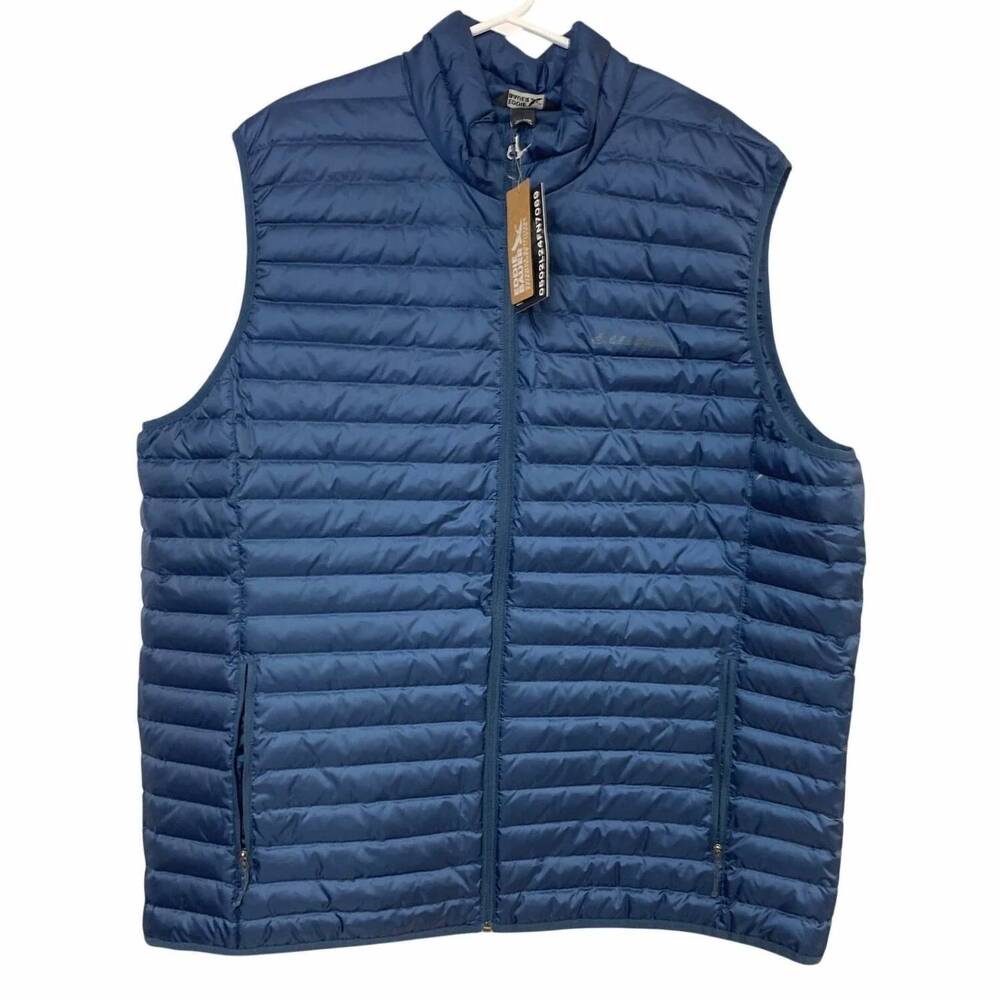 NEW EDDIE BAUER men's microlight down full zip puffer vest - plus in navy